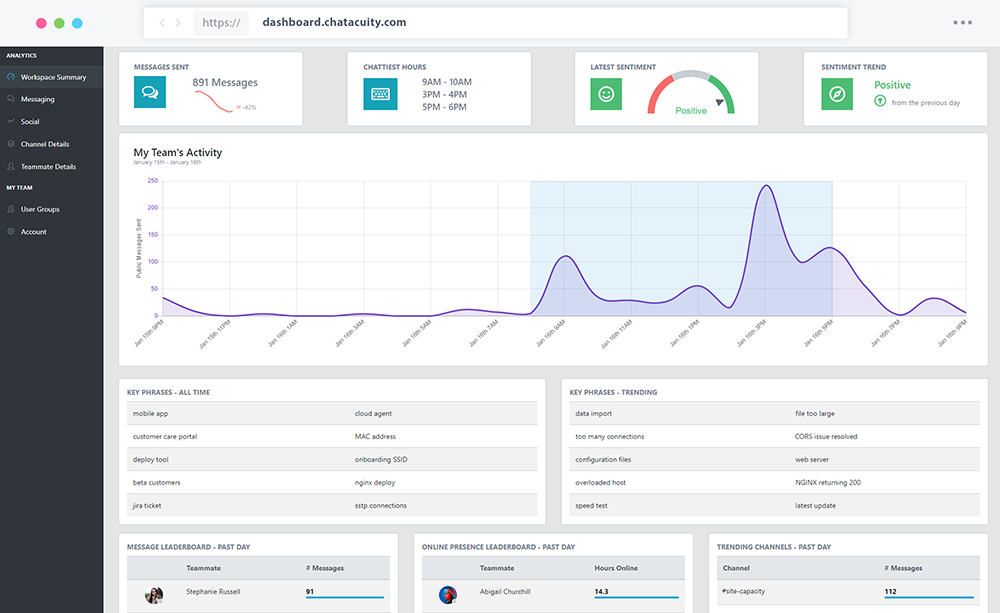 ChatAcuity Summary Dashboard Screenshot